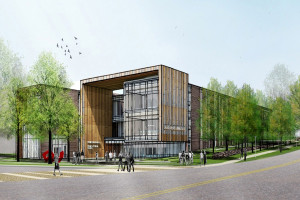 A rendering of the future Sacred Heart University academic building that will house the school of business. Courtesy of SHU