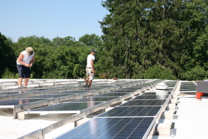 An 845-panel, 218-kilowatt solar photovoltaic system is being installed on the roof of Temple Beth El in Stamford.  