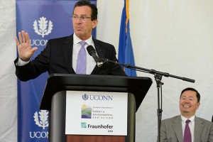 Gov. Dannel P. Malloy at the research center”™s announcement. Photo courtesy of UConn.