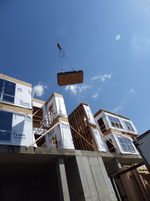 A load lifted by Bay Crane of North Haven at the Waypointe mixed-use development on West Avenue in Norwalk. 