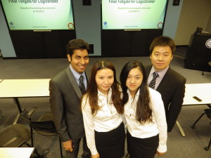 From left, Amey Nirpase, Nai-Ling Hsiu, Fei Xia, and Yan Li, UConn graduate business students.