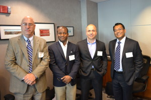 CEOs Bret Bader, Dell Hines, Peyman Zamani and Manish Chowdhary represent their companies at a showcase in Stamford. 