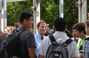 Sen. Blumenthal at UConn Stamford in August.