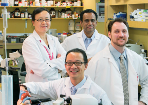 Clockwise from left, Dr. Daohong Lin, Govindaiah Vinukonda, Brian Ratliff and Austin Meng Guo.