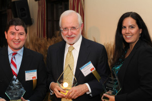 Winners of the Business Journal's inaugural CFO of the Year awards are Christopher Jones of Durante Rentals, Murray A. Goldberg of Regeneron Pharmaceuticals and accepting for Gabriele Giudici of Heineken USA is Christina Rae of Buzz Creators.