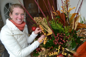 Anna Haines outside a client”™s home in Ridgefield.