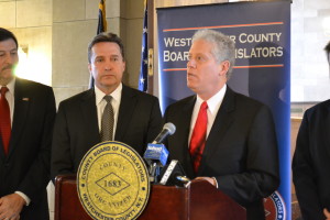Mike Kaplowitz at a December 2012 press conference by the county board coalition announcing its leadership slate.