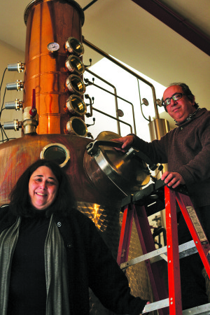 Dorit and David Nahmias at their Nahmias & Fils Distillery in Yonkers.