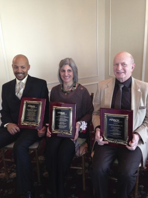 From left, Nathan Mungin III, executive director of the Martin Luther King Multi-Purpose Center in Spring Valley; Maria Luisa Whittingham, owner of Maria Luisa Boutique and ML by Maria Luisa in Nyack; and Jan Degenshein, chairman of the board of directors of Leadership Rockland in New City, with awards presented Jan. 17 during Nyack College”™s annual Social Justice Day Luncheon.