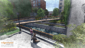 An architect”™s rendering of Mill Street Courtyard in Yonkers.