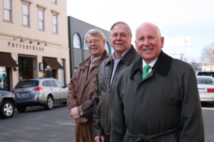 From front, First Selectman Jim Marpe; Westport downtown steering committee chairman Dewey Loselle and president of Westport Downtown Merchants Association Stephen Desloge.