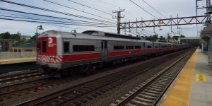 A Metro-North train passes through Greenwich. File photo