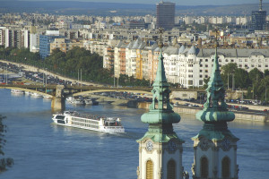 A Tauck-operated river boat in Budapest.