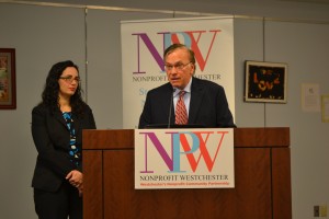 Joanna Straub, executive director of Nonprofit Westchester, with Lester M. Salamon, director of the Johns Hopkins Center for Civil Society Studies.