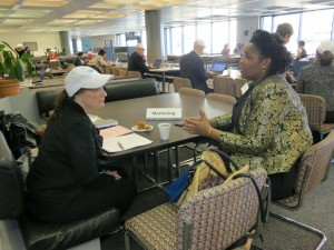 IBM's Veronica Collins gives marketing advice to Kendra Porter, owner of Honor You - an image consulting service. Photo courtesy of IBM.