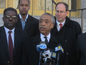 Rev. Al Sharpton at the county office building in White Plains. Photo by Mark Lungariello