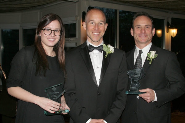 From left, Patricia Simone, vice president of leasing and operations at Simone Development Cos.; BOMA Westchester president Ian Ceppos, senior managing director at Colliers International; and David Friedman, director of real estate at Montefiore Medical Center.