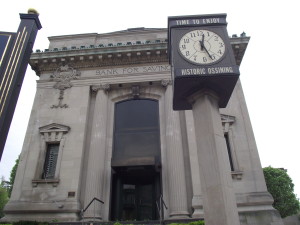 The former Ossining Savings Bank, a landmark in the village's downtown business district.