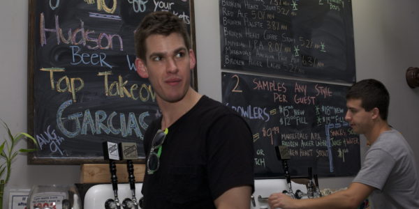 Taking orders at the Broken Bow Brewery tasting room.