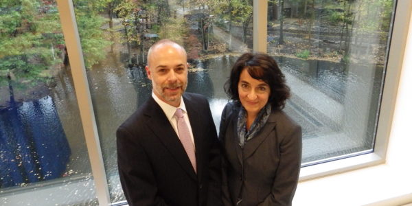 David Block, senior vice president for CBRE and leasing agent for the Greenwich Office Park, and Margaret Egan, senior vice president, Clarion Partners.