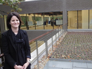 Deborah Catalano, director for project management, CBRE, on the roof garden beside Building 1.