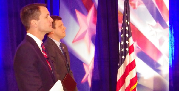 Democrat Jim Himes, left, and Republican Dan Debicella, candidates for the U.S. House of Representatives. Photo by Bill Fallon