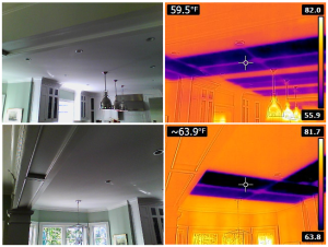 The panels as seen through a thermal imaging lens.