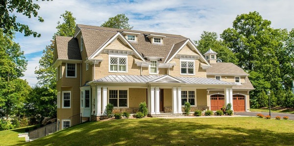 An architect”™s rendering of an Orchard Lane, New Canaan, home that employs radiant panels in its ceilings.