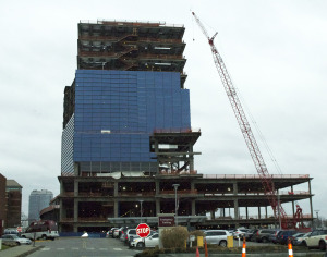 The 11-story Stamford Hospital construction project is expected to be completed in spring 2016. Photo by Crystal Kang