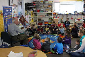 Sam Ross reads to a Nature”™s Nursery class at Green Chimneys. Photo courtesy Green Chimneys