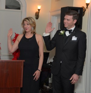 Leah Caro and Drew  Kessler are sworn into office at the Hudson Gateway Association of Realtors annual gala.