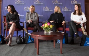 From left, Joyce F. Brown, president of the Fashion Institute of Technology; Julie Gaynor, vice president and general manager of Neiman Marcus Westchester; Barbara LaMonica, founding partner of the LaMonica-Baas Group; and Kara Mendelsohn, creative director and designer of cooper & ella. Photo by John Rizzo