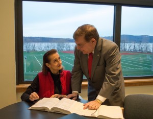 Professor Ray Manganelli and student Aranka Vitarius of Mercy College”™s Strategic Consulting Institute. Photo by Leif Skodnick