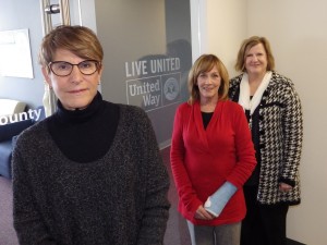 From left, Merle Berke-Schlessel, Cathy Greco and Donna Pfrommer at United Way of Coastal Fairfield County headquarters in Bridgeport. Photo by Bill Fallon