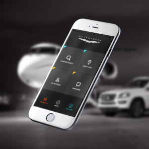 An illustration of the JetSmarter app on an iPhone.