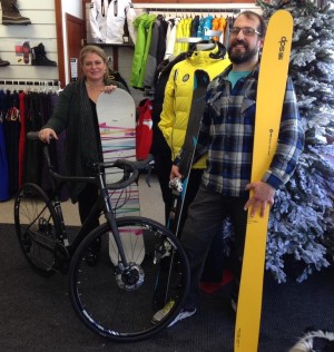 Pam and Gio Alberino pose at Ski & Sport the day before a winter storm.