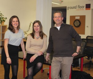 From left, Miriam, Kathy and Roy Gilwit at Ground Floor, a co-working space the family opened in New Rochelle. Photo by Danielle Brody