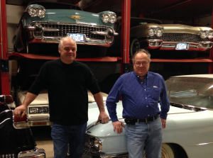 Castle Cadillac Classics and Antiques partners Frank Nicodemus, right, and Chris Semke spend their business days in their Wappingers Falls facility surrounded by vintage Cadillacs.