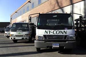 NY-Conn trucks in the parking lot of the company's Danbury facility. Photo by Carol Kaliff