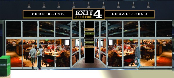 A rendering of Exit 4 food hall.