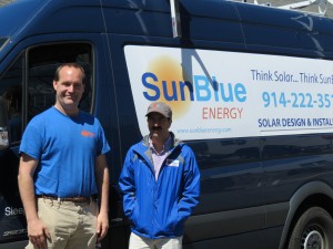 From left, SunBlue Energy”™s Chris Hale, founder, and Barrett Silver, senior vice president of sales and marketing. Photo by Colleen Wilson