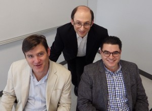 Gary Breitbart, growth adviser for the Business Council of Fairfield County, center, with David Holmes, co-founder of Boathouse Beverage, left, and Agency Labs CEO Jonathan Soares.