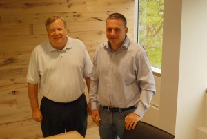 USAlliance Chief Financial Officer James White, left, and President and CEO Kris VanBeek at their new office in Rye.