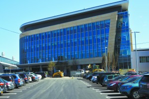 One of two Regeneron Pharmaceuticals buildings under construction at The Landmark at Eastview in Mount Pleasant.