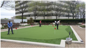 The putting green at 2 Stamford Plaza.