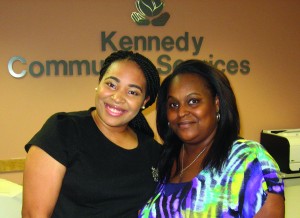 Emma ValmÃ©, left, supervisor of family support home care programs, and RenÃ©e East, vice president of residential services, The Kennedy Center.