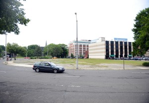 Plans are in place to turn Lafayette Circle in downtown Bridgeport into a traditional street grid, making better use of the empty land in and around the circle. Photo by Autumn Driscoll