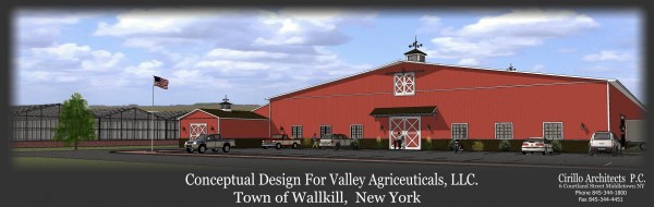 An artist”™s rendering of Valley Agriceuticals”™ proposed marijuana growing facility in Wallkill.