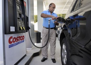 George Zachariah, of Danbury, fills his car at the Costco gas station on Federal Road in Brookfield in 2012. Photo by Carol Kaliff