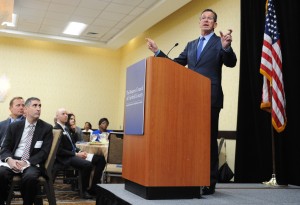 Connecticut Gov. Dannel P. Malloy speaks during The Business Council of Fairfield County”™s annual meeting at the Sheraton Stamford Hotel. Photo by Tyler Sizemore